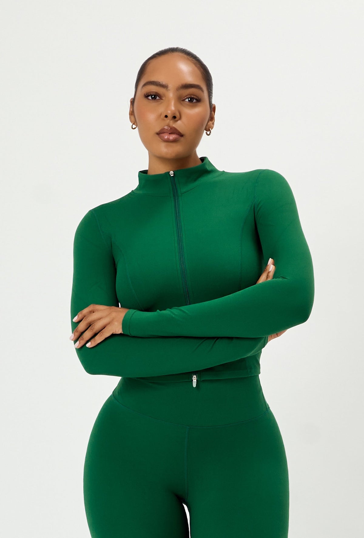 Sculpt Zip Long Sleeve - Fern