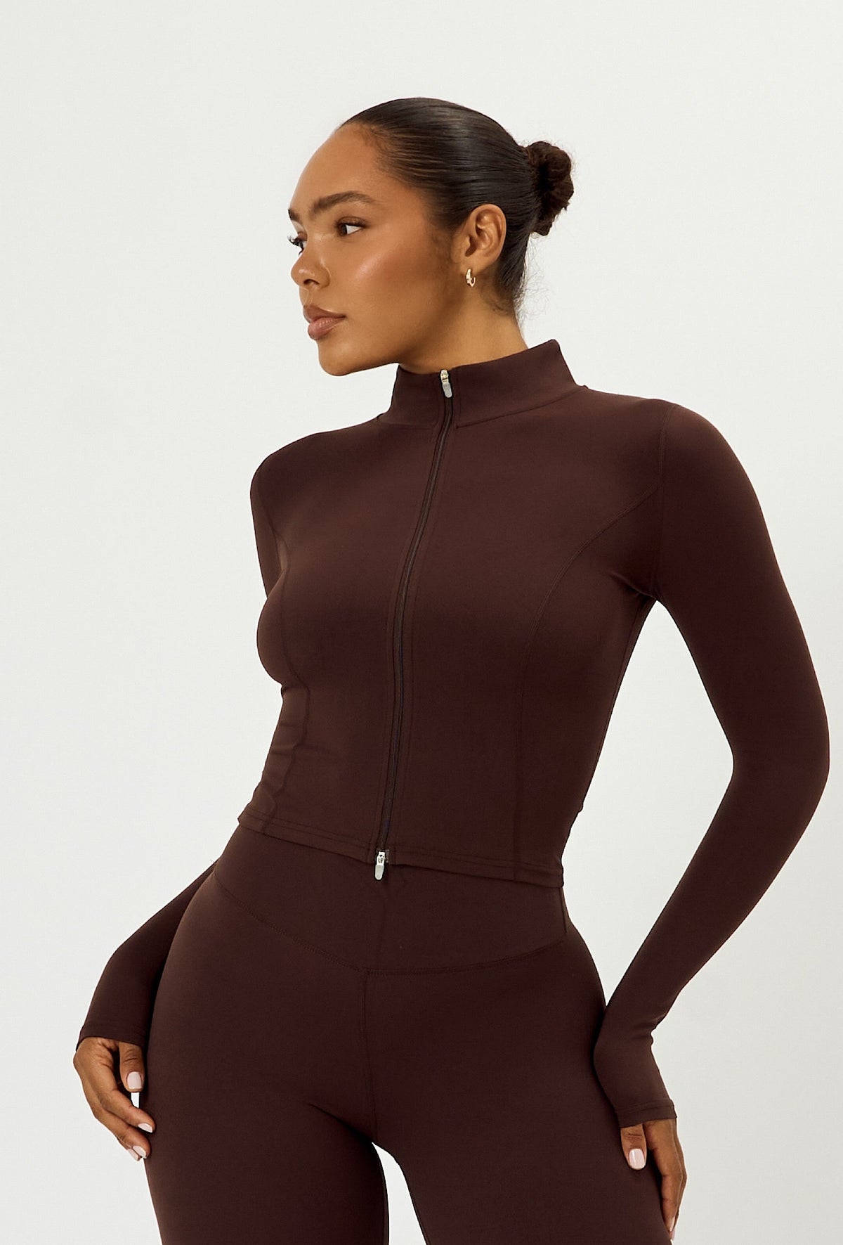 Sculpt Zip Long Sleeve - Espresso