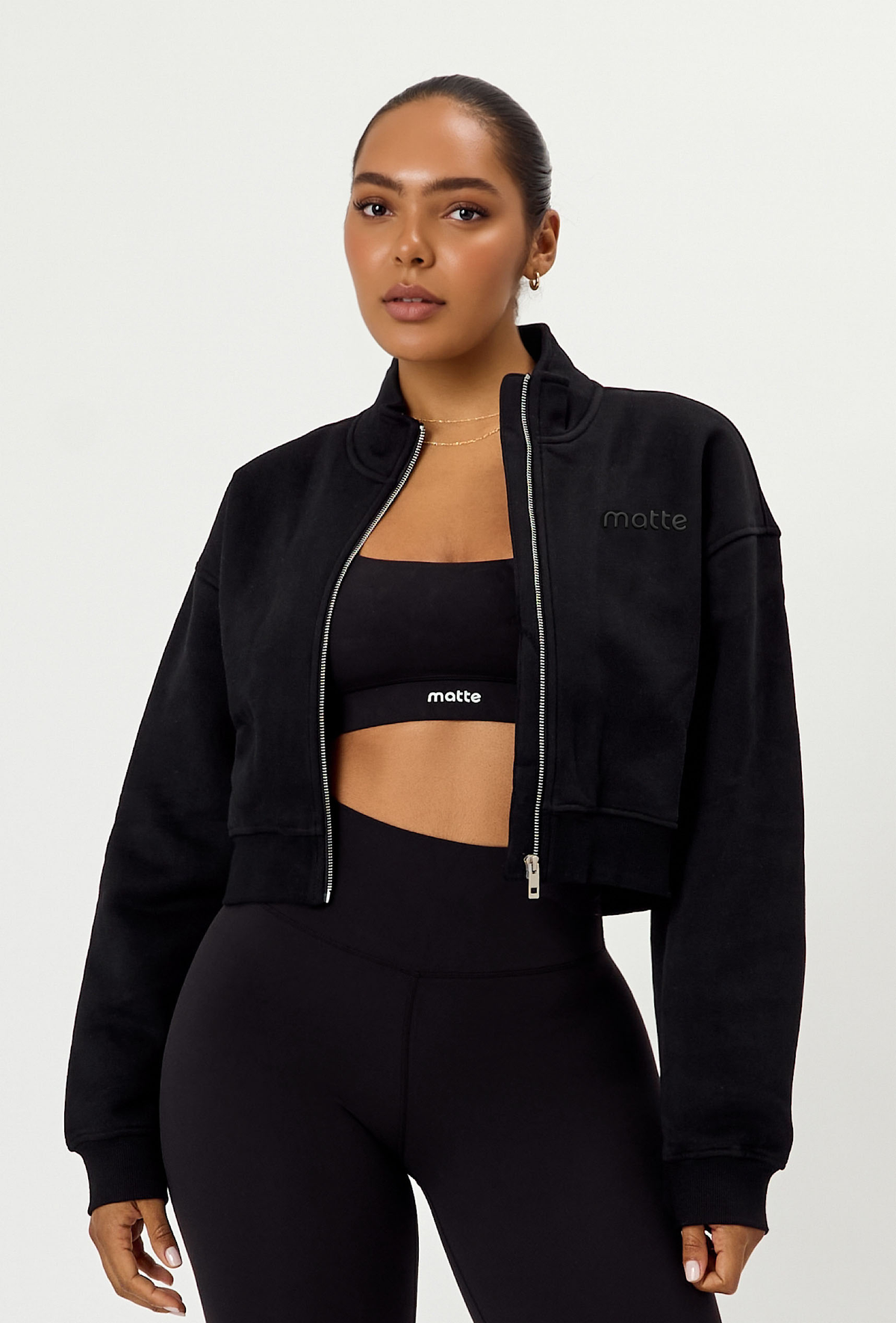 Matte Varsity Jacket -Black