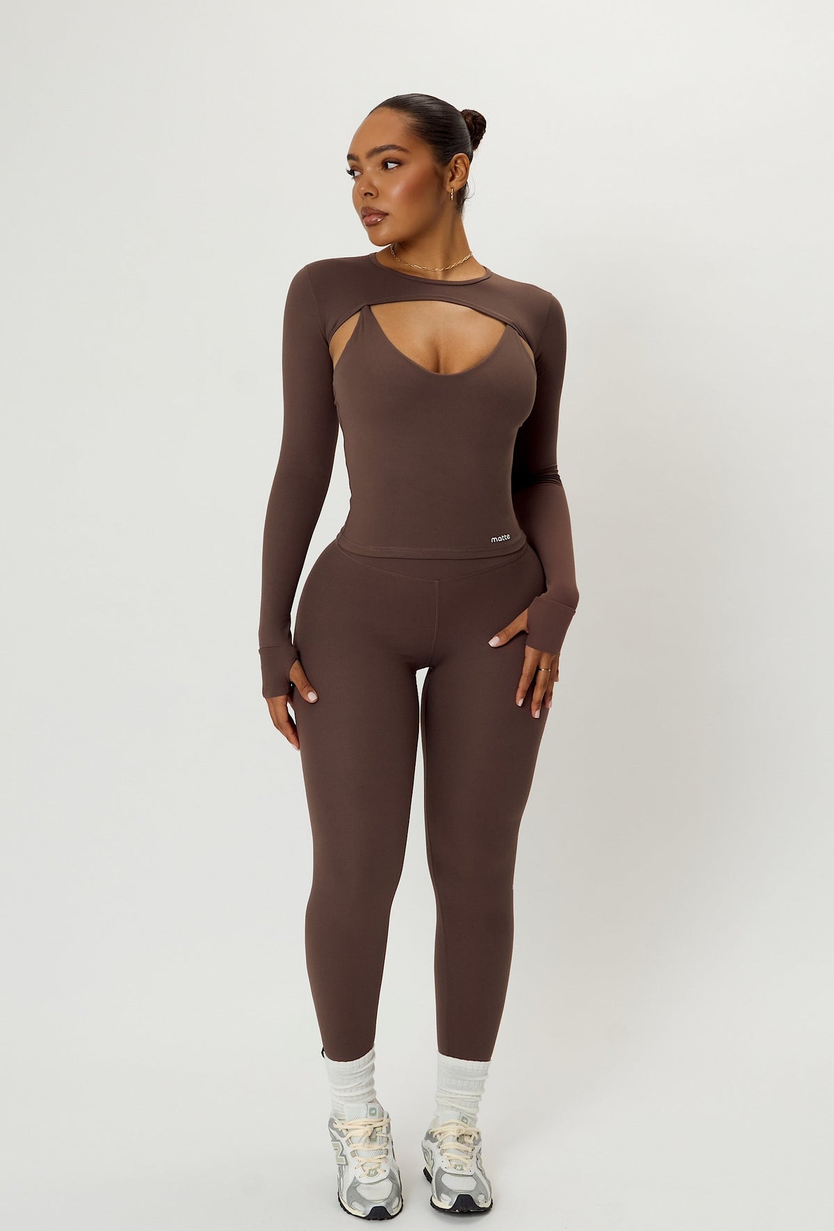 Form Long Sleeve Crop Top - Cocoa
