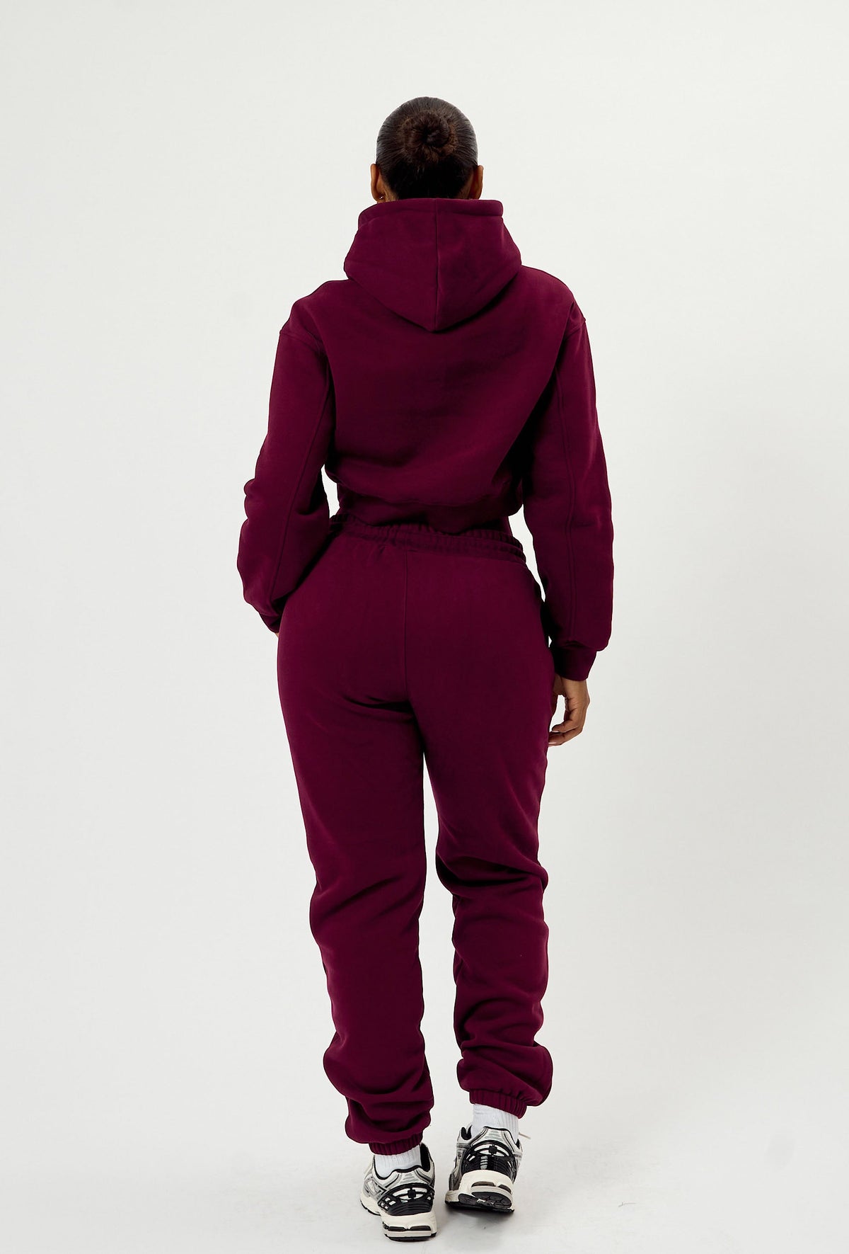 Staple Cropped Pullover Hoodie - Burgundy