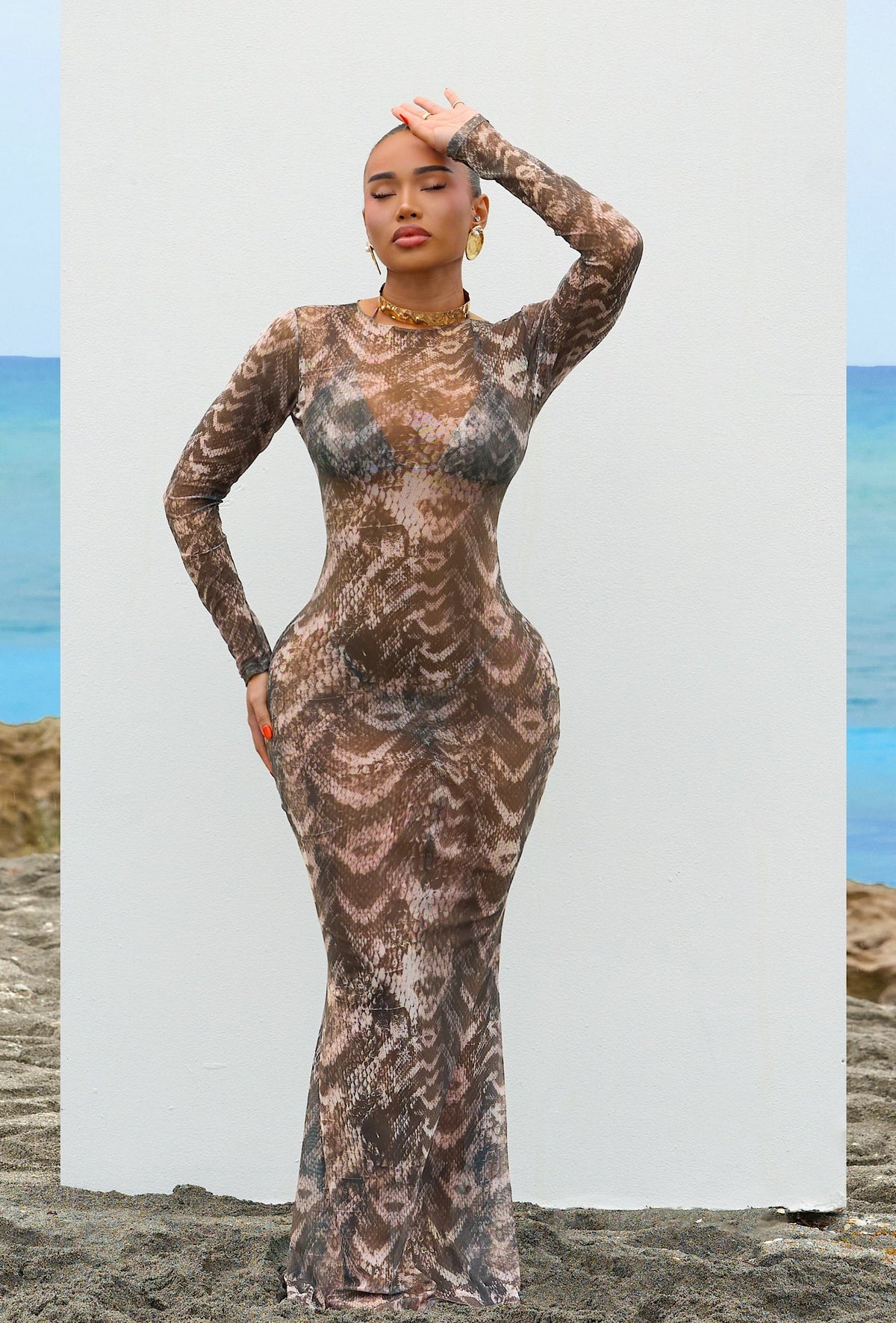 Linus Cover Up Dress - Cocoa Snake