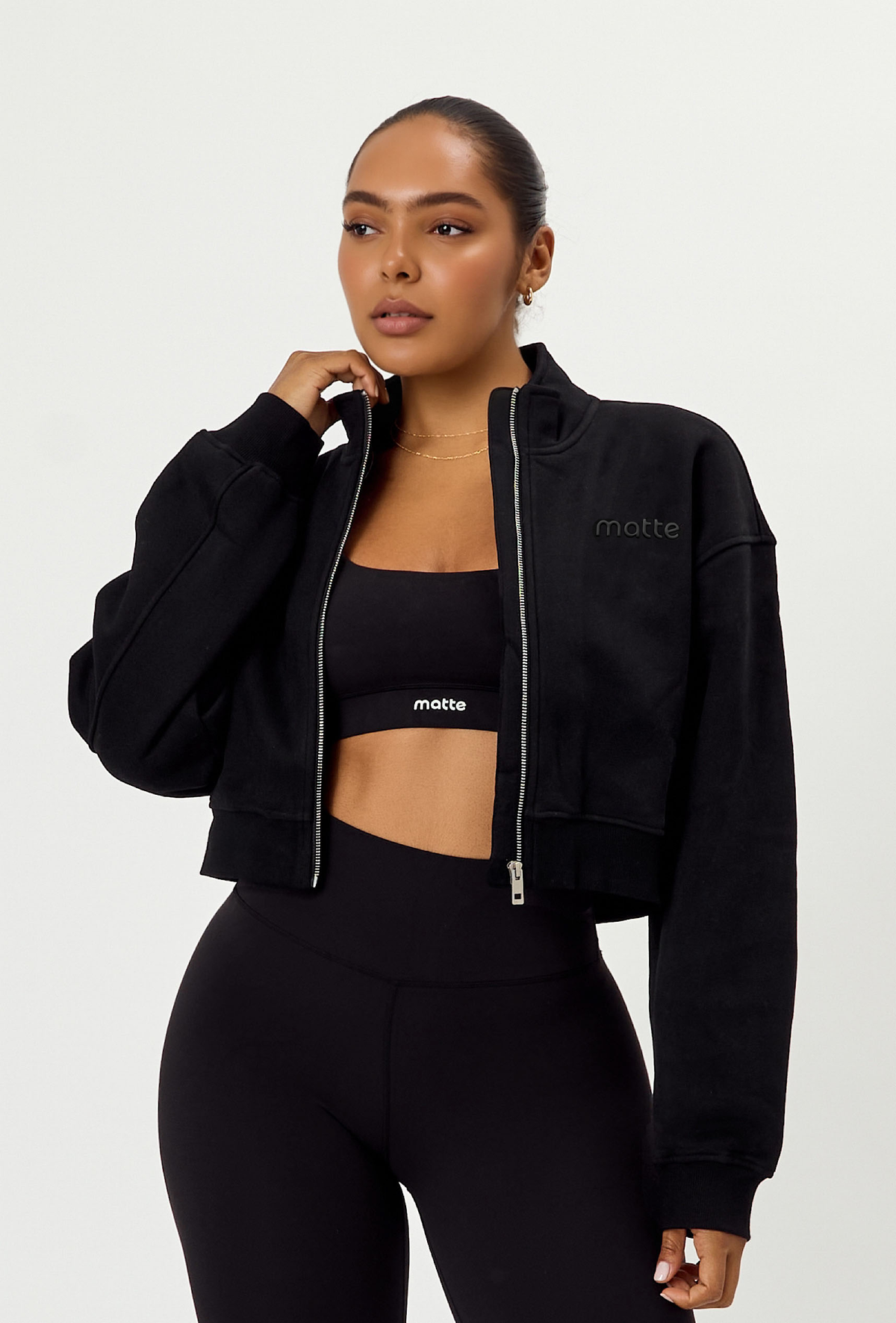 Matte Varsity Jacket -Black