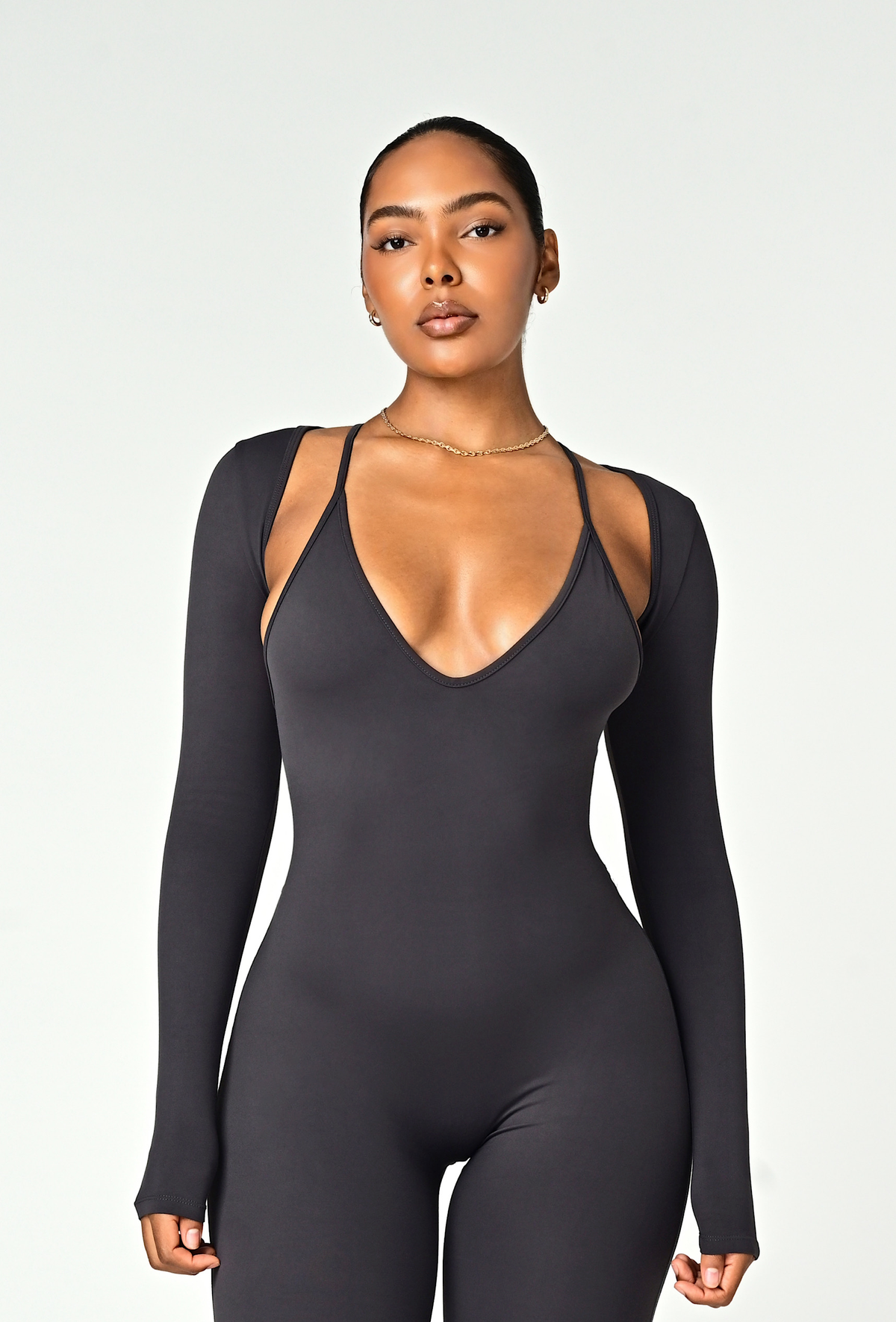 Align Long Sleeve Crop Top - Slate Gray