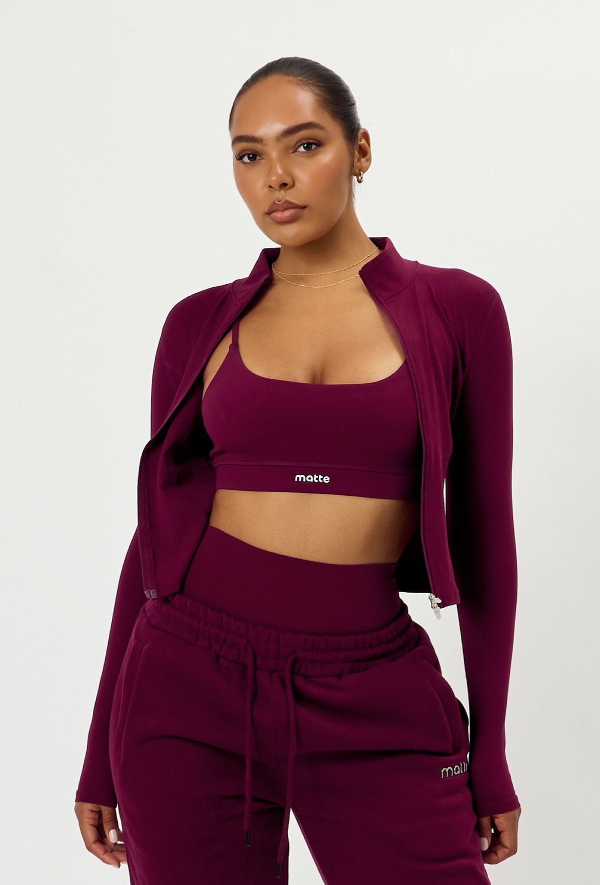 Sculpt Zip Long Sleeve - Burgundy