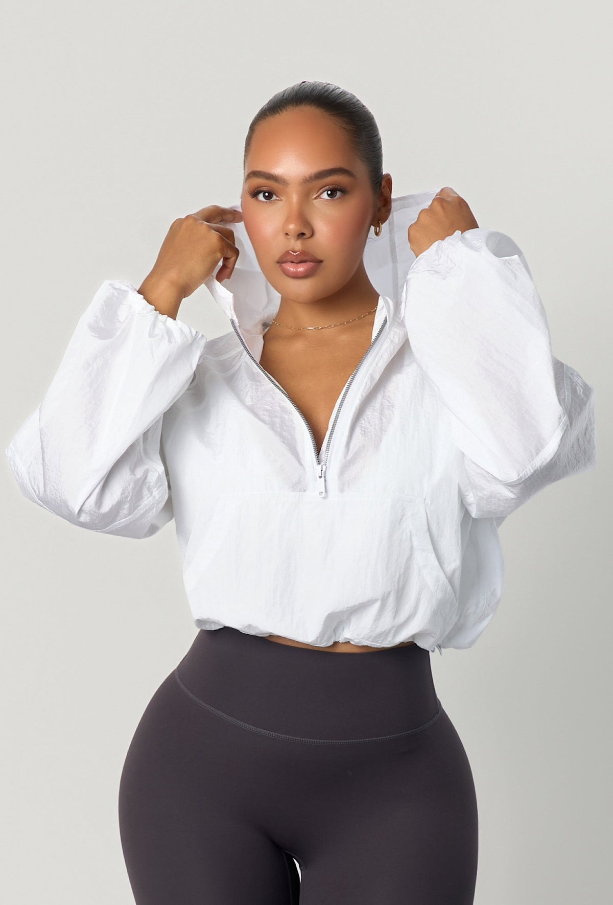 City Drift Cropped Windbreaker - White