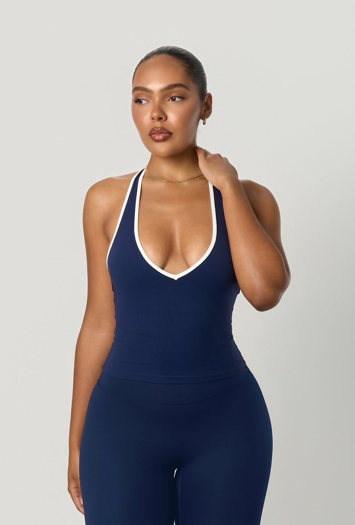 Linea Double Layer Halter - Navy