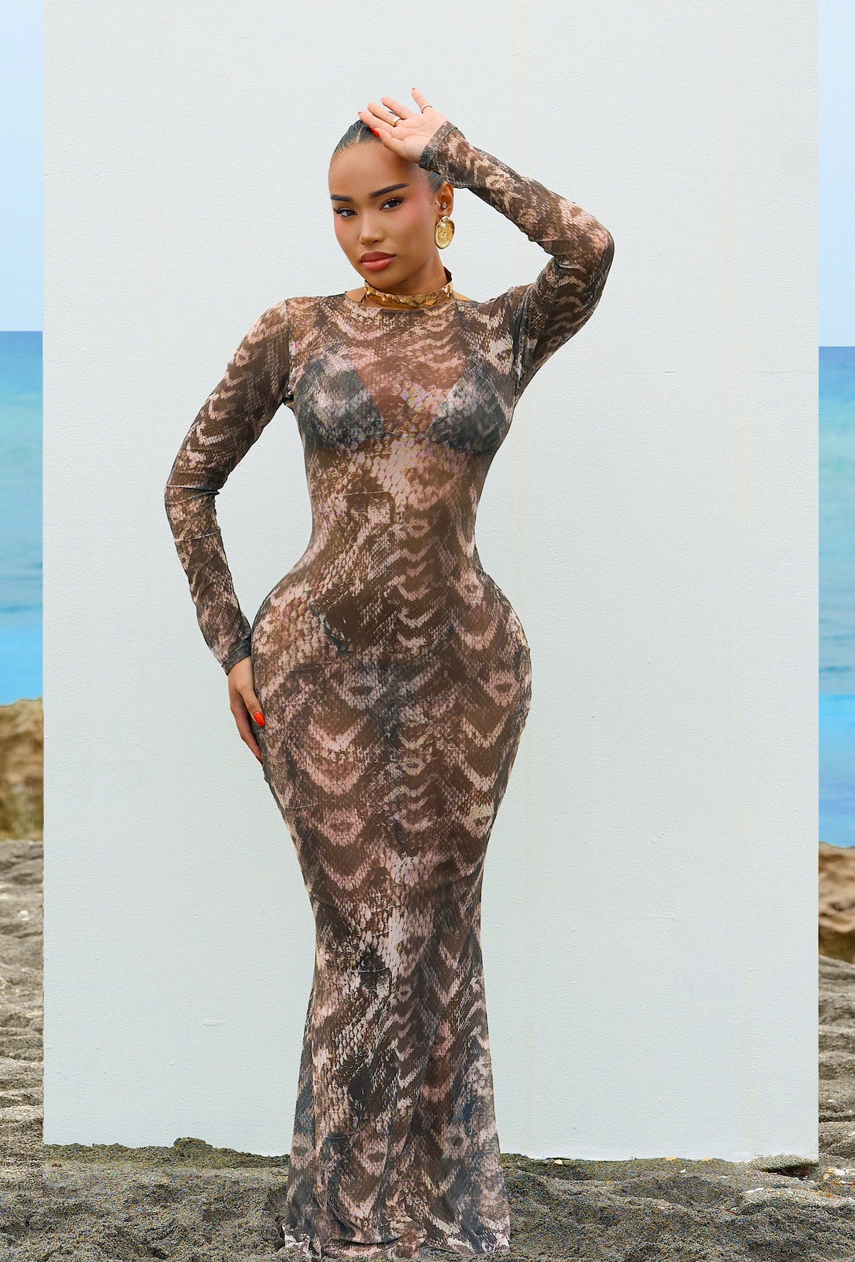 Linus Cover Up Dress - Cocoa Snake