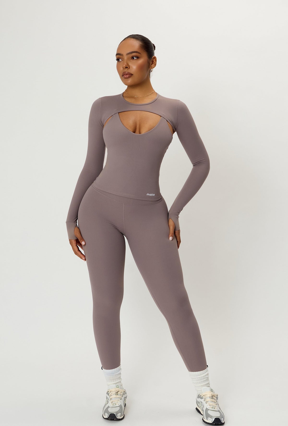 Form Long Sleeve Crop Top - Taupe