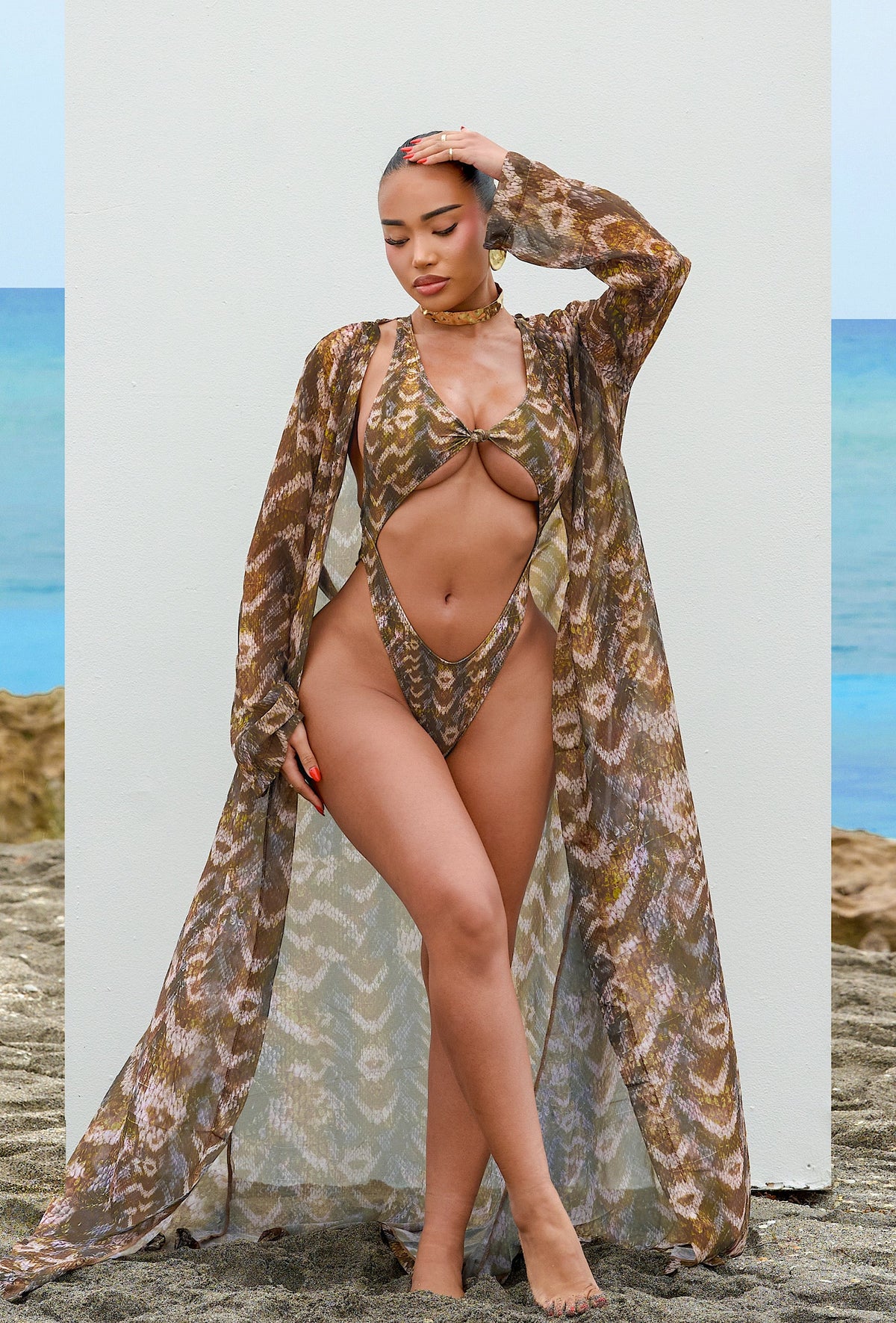 Achilles Sheer Cover Up - Desert Snake
