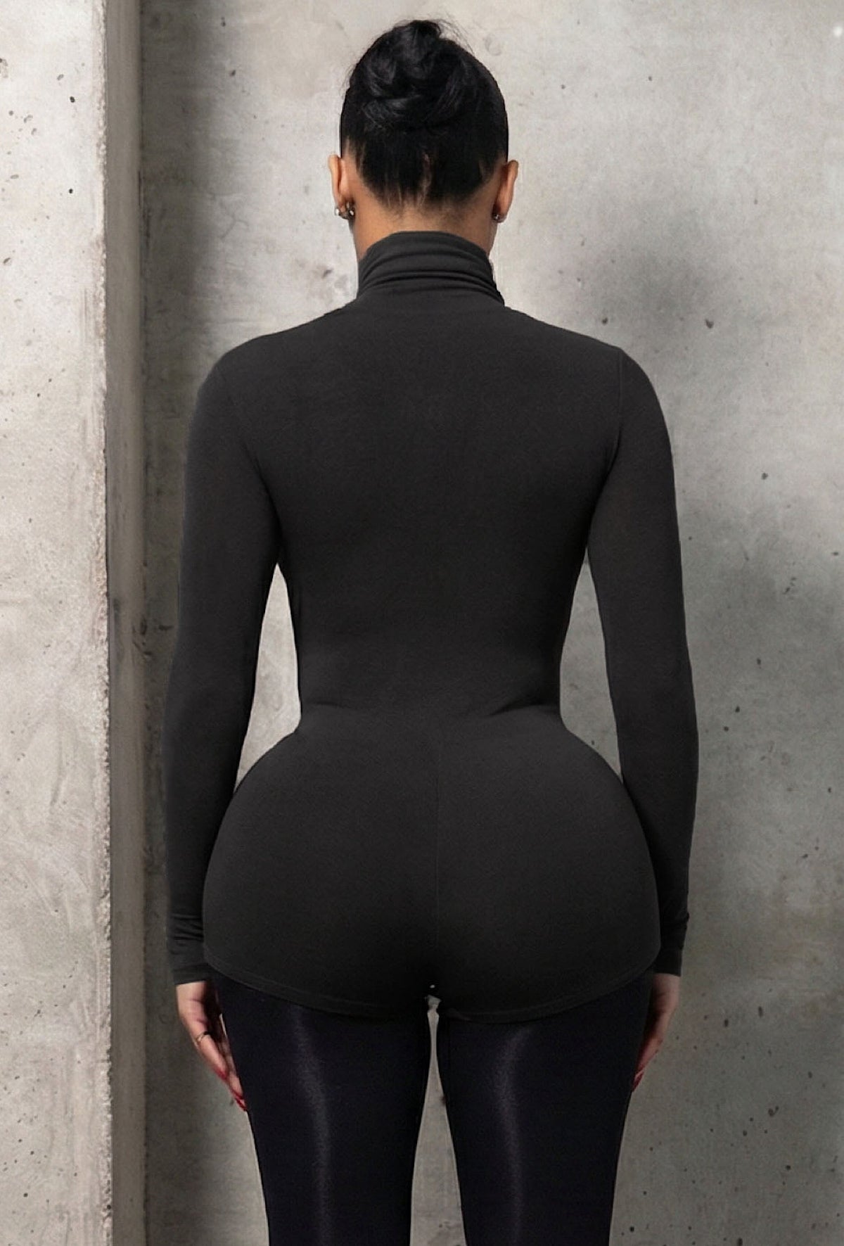 Matte Basix Sculpt Turtle Neck Bodysuit - Slate